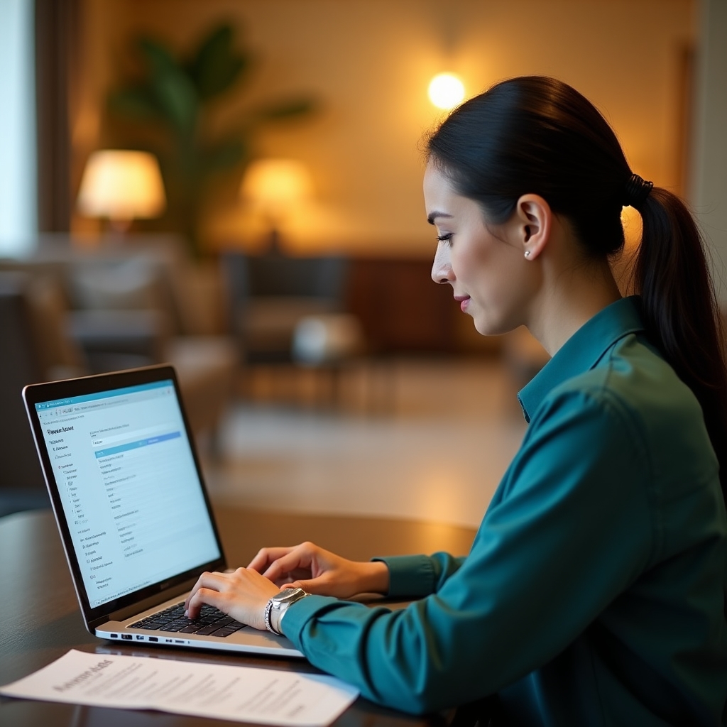 Persoană care completează înregistrarea online pentru un curs