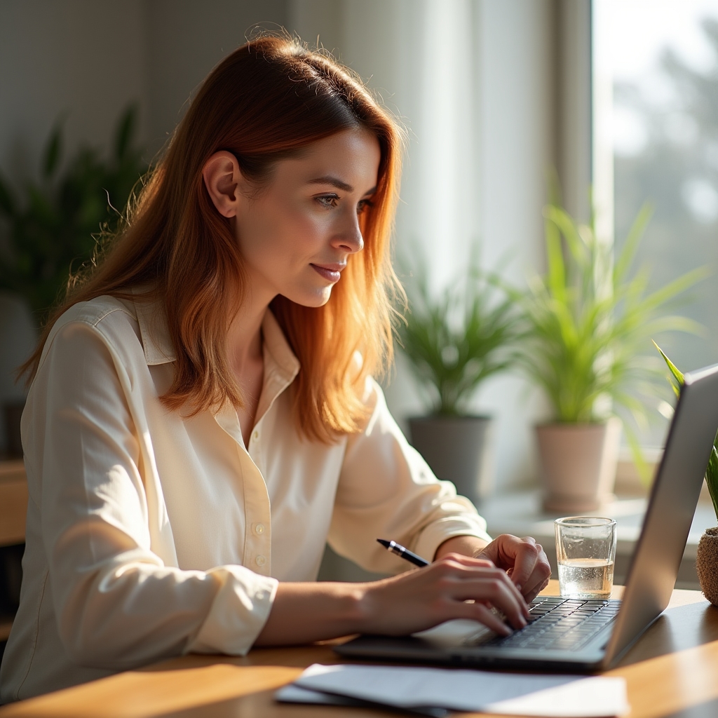 Participant care urmărește un curs online de acasă